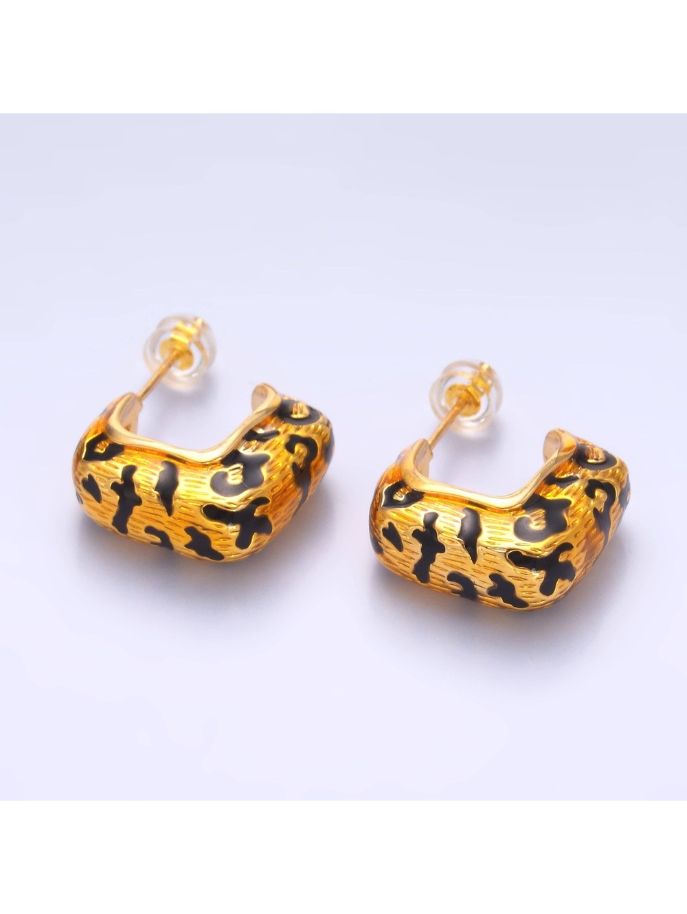 Black Leopard Print Chunky Hoop Earrings